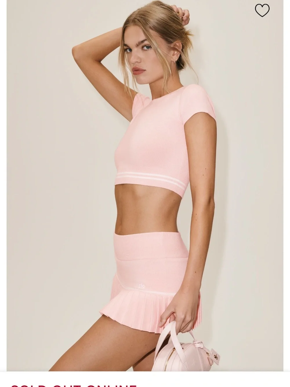 ALO Atelier Sundrenched Pink Cotton Cashmere Mini Skirt Set Top XS Skirt XXS